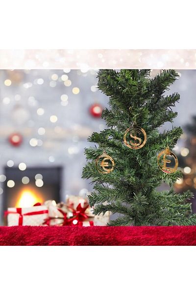 Masalsı Concept Christmas Pine Tree Ornament Top Luxury Coins Euro Dollar Pound Let It Be All Loose in the New Year