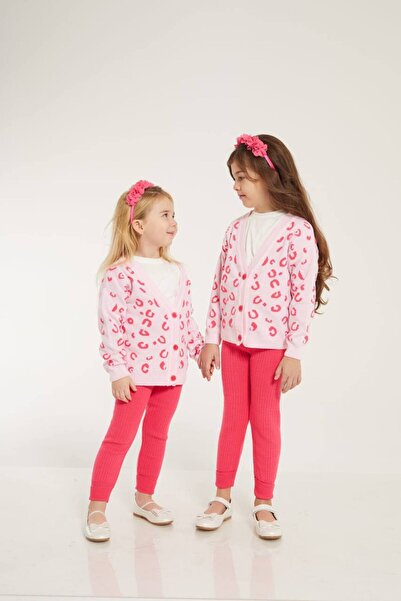 PEMBE LEOPAR HIRKALI TRİKO TAYTLI ÇOCUK TAKIM