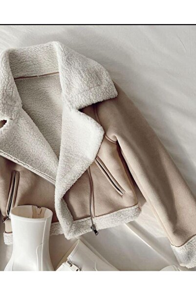 La Querta Vintage Furry Short Crop Δερμάτινο Παλτό Suede Coat Jacket Trench Coat παλτό