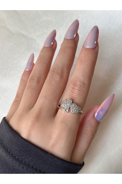 Eylülün Takısı Women's Silver Color Stone Double Heart Ring
