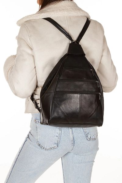 Derims Genuine Leather Black Backpack Shoulder Bag Shoulder Bag Sling Bag Messenger Bag