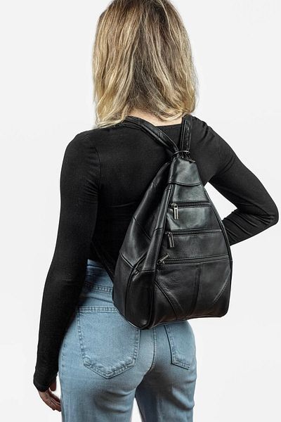 Derims Genuine Leather Black Backpack Shoulder Bag Shoulder Bag Sling Bag Messenger Bag