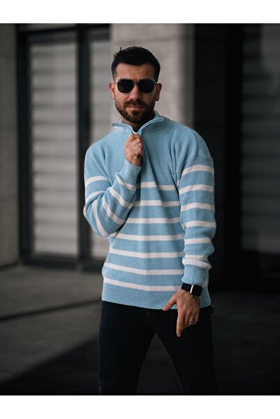 Combineman35 Pulover pentru bărbați cu guler în picioare, cu jumătate de ferm...