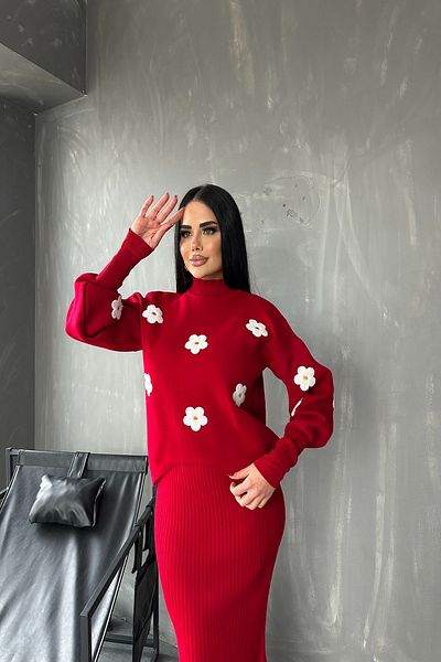 kamacibutik Rochie cu imprimeu floral din tricotaje duble cu gât