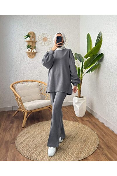 RFK Butik Sivo duplo odelo - Y Sa prorezom ženska nogavica