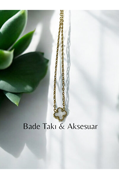 Bade Brand Model Gold Color Single Mini Clover Steel Necklace