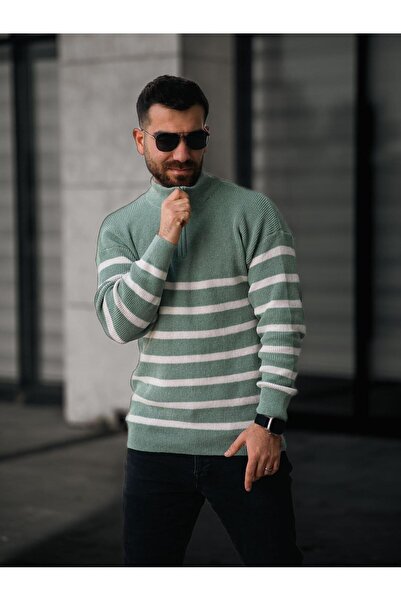 Combineman35 Pulover pentru bărbați cu guler în picioare, cu jumătate de ferm...