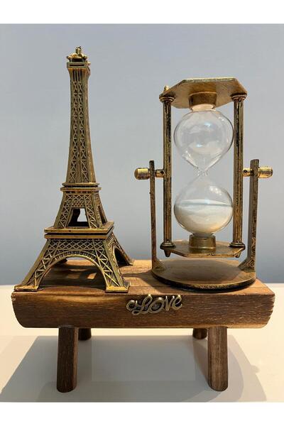 GONCA HEDİYELİK AHŞAP DEKORATİF KUM SAATİ EYFEL DEKOR OFİS HEDİYELİK