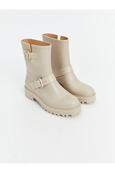 LC Waikiki Beige Leather-Look Women's Boots