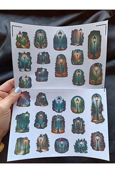 Pink Swan Craft Set de autocolante vintage cu lumini stradale pitorești, jurn...