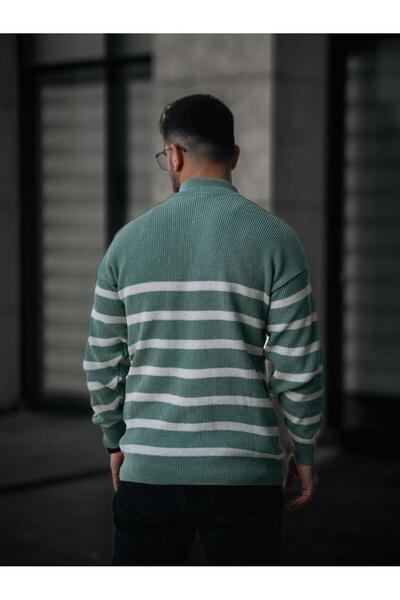 Baycombine35 Ανδρικό πλεκτό πουλόβερ με γιακά με μισό φερμουάρ