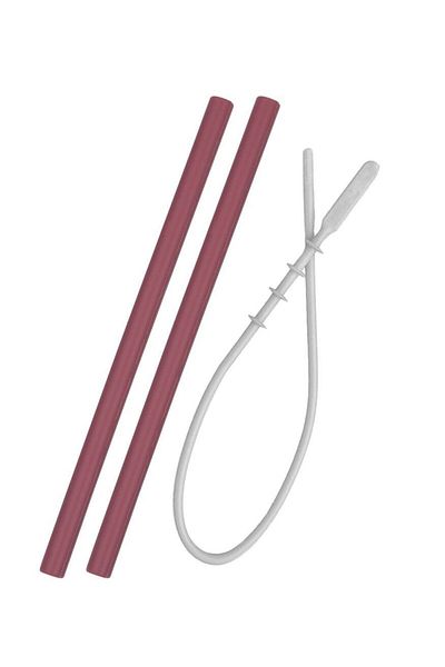 Easy Tedarik OiOi Silicone Straw Set of 2 and Cleaning Brush Velvet Rose