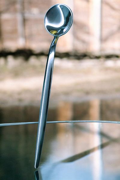 HOMENFA Set of 6 Luxury Avant-Garde Metallic Silver Teaspoons (Stainless Steel)