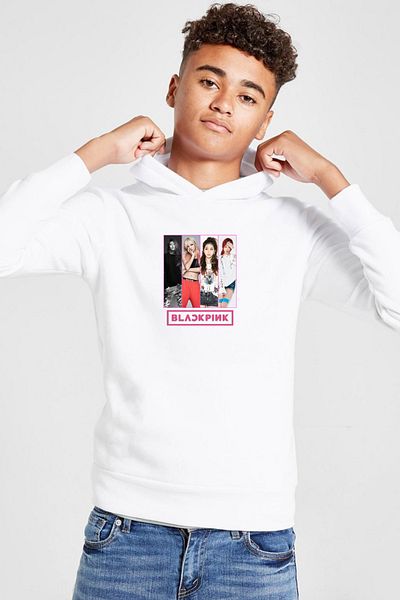 Tshirthane Hanorac cu glugă cu 3 frânghii pentru copii Black Pink Band White
