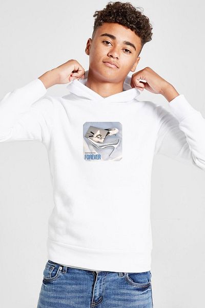 Tshirthane Παιδικό φούτερ Babymonster Forever White με κουκούλα 3 κορδονιών