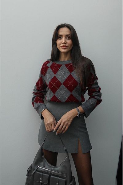 Havoş Pulover gri Haley cu model diamantat
