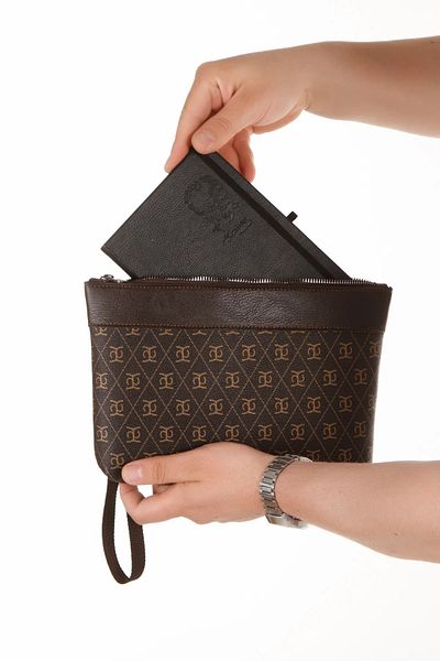 Newish Polo Faux Leather Portfolio Clutch Bag with Hand Wrist Strap