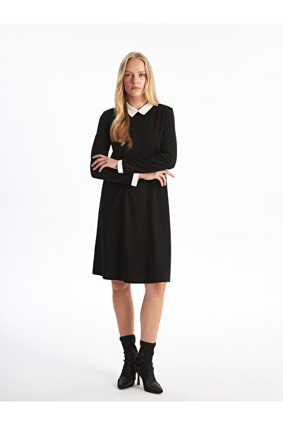 LC Waikiki Black Shirt Collar Dress
