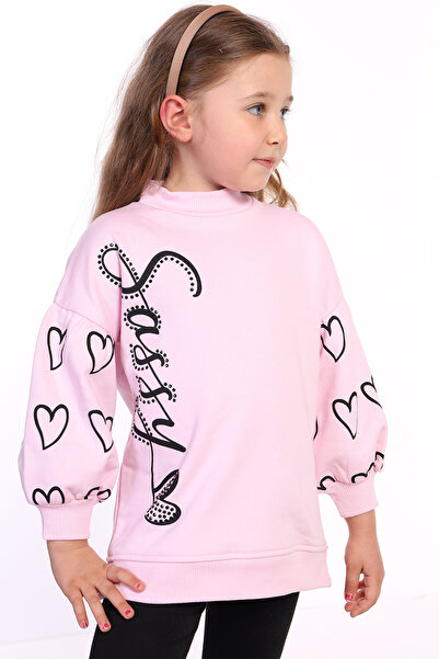 Toontoy Hanorac cu mâneci cu balon pentru fetiță cu imprimeu tricou