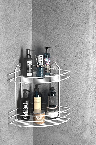 Tekno-tel Teknotel 2-Tier Adhesive Bathroom Organizer - Shampoo Holder and Soap Dish White St002
