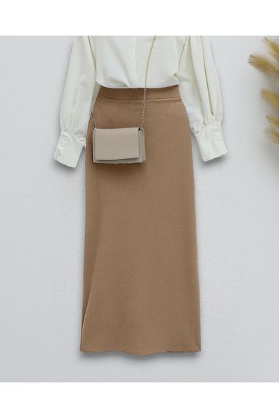 Modamorfo Mink Crepe Pencil Skirt - Imported Design