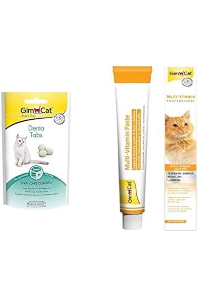Gimcat Denta Ödül Tableti 40 Gr ve GimCat Kediler İçin Multi-Vitamin, 100 g, ...