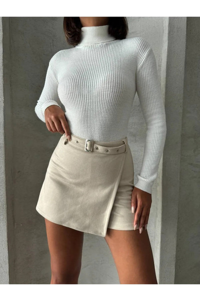RockMore Kemerli Süet Şort Etek