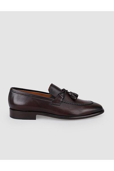 Cabani 100% Genuine Leather Brown Bow Detailed Men's Classic Shoes