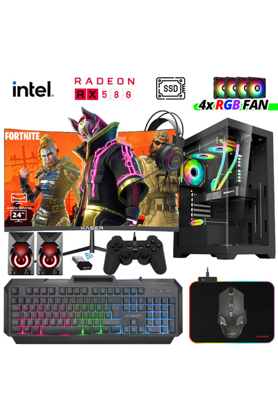 XASER Xsr974 İ5 3470 16gb Ram 512gb Ssd 8gb Rx580 23.8" Curved Masaüstü Oyunc...