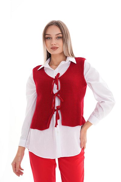 ŞİMAL Vestă tricotată cu cravată în față pentru femei 245329   -