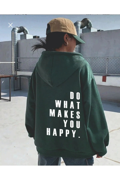 pandy Unisex Do What Makes Happy You Φούτερ με κουκούλα με στάμπα