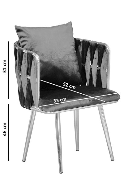 Rozexi Sarmaşık Çay Seti Tekli Koltuk Sandalye Berjer Oturma Odası Kafe Antre Hol Ofis Gold Metal