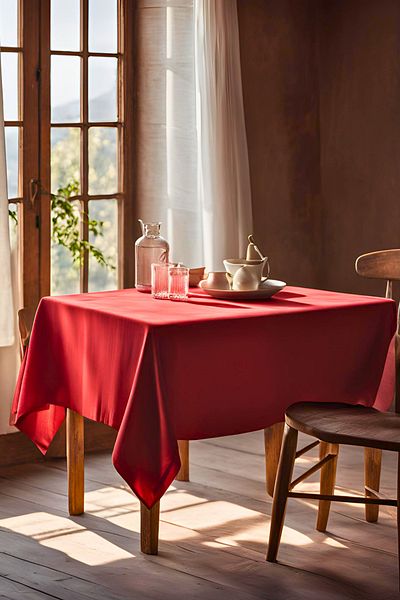 KAMİZ Red Tablecloth (Water and Stain Repellent Feature)