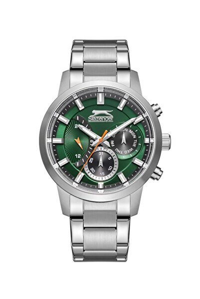 Slazenger Sl.09.2423.2.02 5 Atm مقاوم للماء لون معدني مع جميع الوظائف حبل فول...