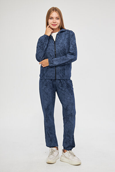 ESPİNA Γυναικείο σετ φούτερ με ελαστική κουκούλα με ελαστική κουκούλα με φερμουάρ στο μπροστινό μέρος