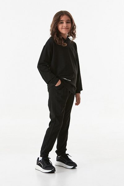 Fulla Moda Σετ κοριτσίστικη φόρμα Jogger με κουκούλα με κείμενο