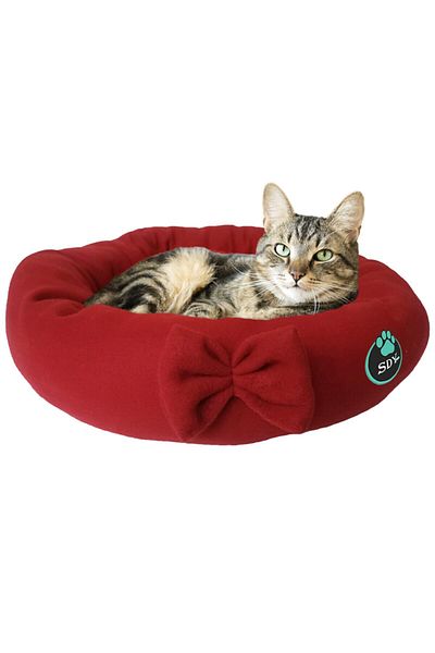 Sdypet Red Polar Bagel Cat Dog Bed