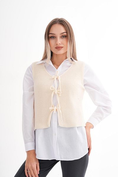 ŞİMAL Vestă tricotată cu cravată în față pentru femei 245329   -