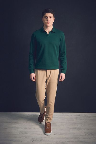 Fulla Moda Ελαστικό ίσιο παντελόνι μέσης με κουμπιά