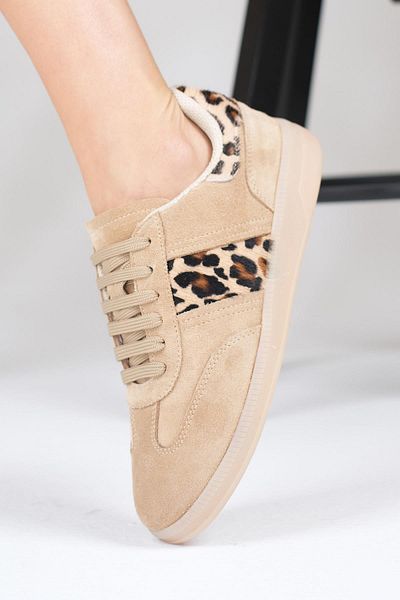 Mio Gusto Dámské ležérní tenisky Nicole Genuine Suede Leopard Print