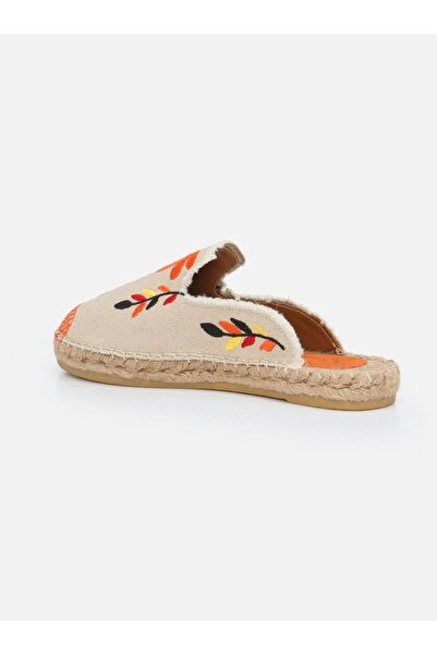 Su Espadril Marat Ekru Turuncu Nakışlı Espadril Terlik