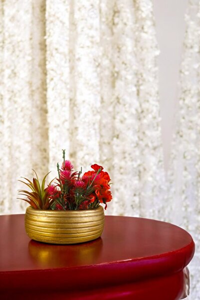 Evene Saksı Büyük Saksı Çiçek Saksısı Büyük Boy Saksı Salon Saksısı Model 4 Gold Saksı