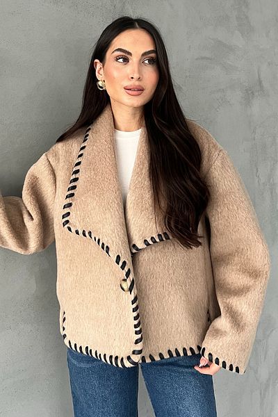 Seda Yalçın Atelier Beige Design Stamp Jacket Coat