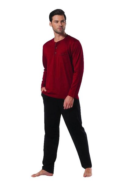 Pierre Cardin Σετ ανδρικές χτενισμένες πιτζάμες Claret Red - Dowry, R.O.5.4.Z.E.5.4.L.T.