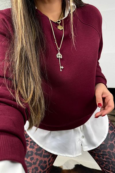 Sohotique By P Burgundy Raised Basic Sweatshirt