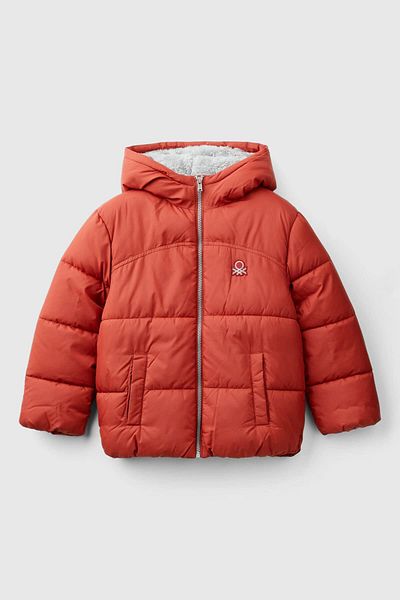 Benetton Boy's Red Hooded Brick Coat