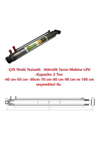 TarımGaraj Çift Yön Tesisatlı Hidrolik Tarım Lift-2 Ton 100 cm