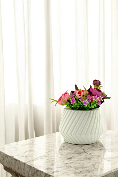 Evene Saksı Büyük Saksı Çiçek Saksısı Büyük Boy Saksı Salon Saksısı Model 6 Beyaz Saksı