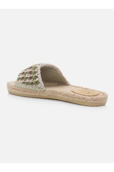 Su Espadril Jade Yeşil-kahve Kadın Örgü Espadril Terlik