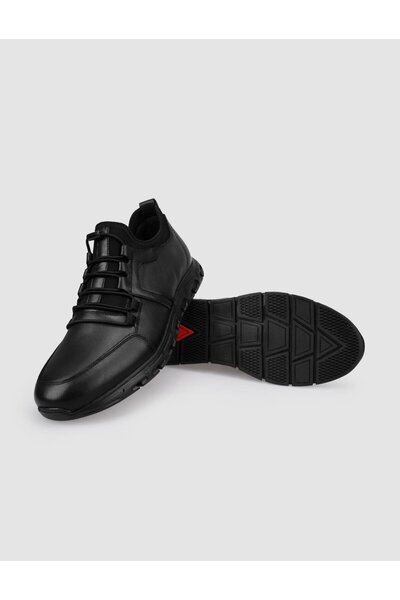 Cabani Ανδρικά casual παπούτσια από 100% γνήσιο δέρμα μαύρο κλιπ με κορδόνια